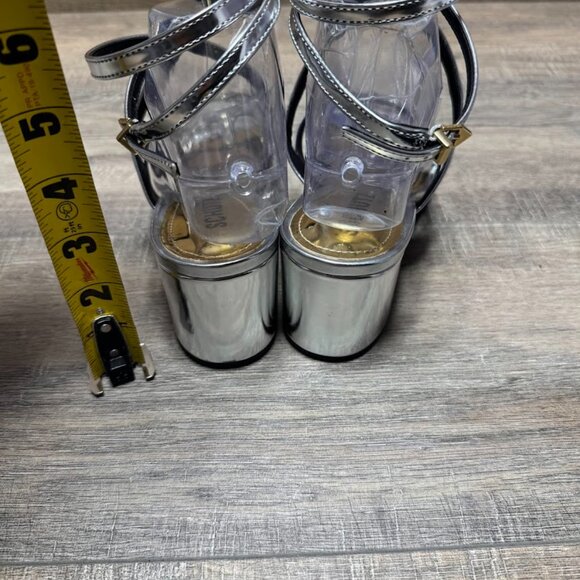 Schutz Stephanie Block Spechio Block Heel Open Toe Sandal Women's Size 8.5 - Picture 3 of 5